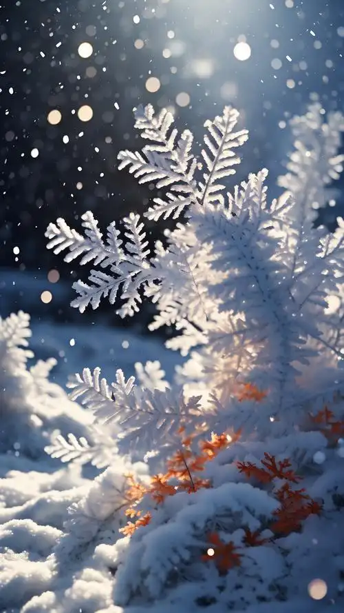 高清手机壁纸📱,电影风格展现雪花美景❄️