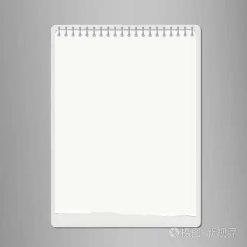 逼真撕掉的笔记本, 空白白纸纸上灰色背景.矢量插图