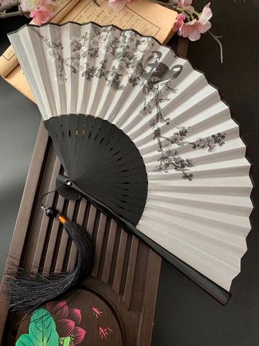 中国风7寸扇子折扇古风随身夏古代汉服男女头青竹水墨工艺折叠扇