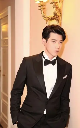 成风景吴建飞迷人身姿优雅绅士照片中,吴建飞一身黑色西装优雅又绅士