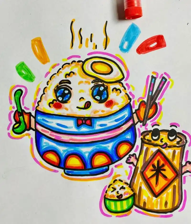 米饭简笔画   原创噢