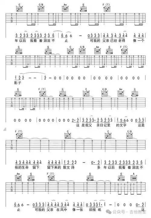 《父亲写的散文诗》- 许飞吉他谱《米店》- 张玮玮这首歌曲以其质朴的