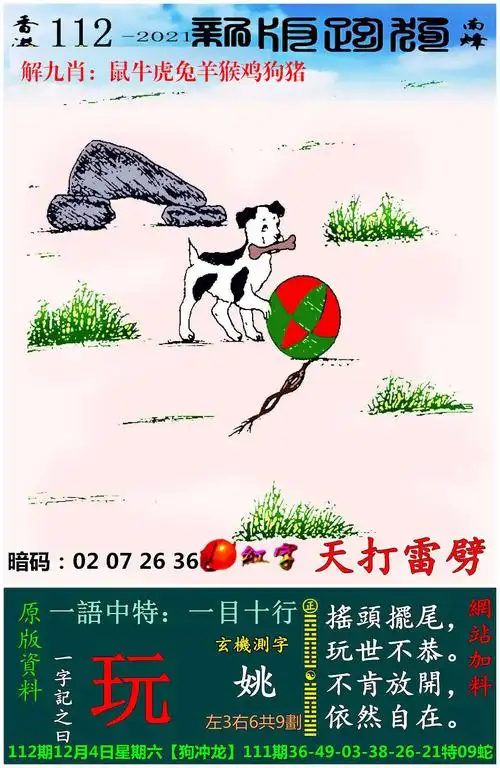 (112期)本站最新精解跑狗 112期澳门跑狗一字记之曰:【玩】  摇头摆尾