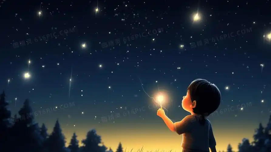 唯美夏日夜晚萤火虫插画背景图片下载_2912x1632像素jpg格式_编号z6y