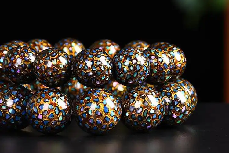 大漆手串 慕礼大漆珠满贝壳满螺钿佛珠手串女士手链非遗工艺国风礼品