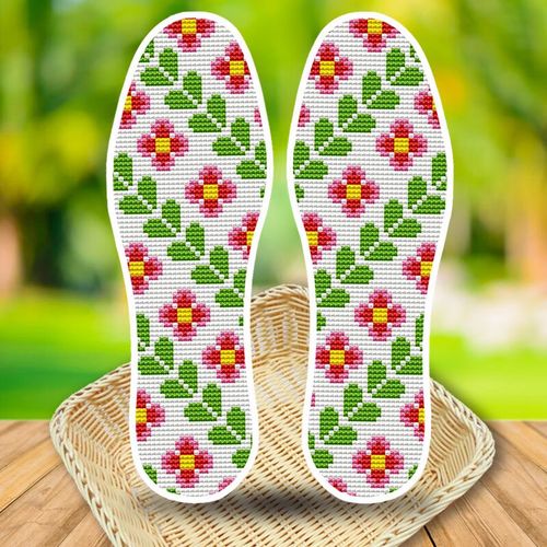 法漫玫手工十字绣鞋垫花样大全2020新款100%印花全棉布手工刺绣十字绣