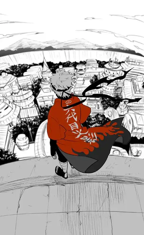 求鸣人穿着六代目火影衣服的同人图或漫画图