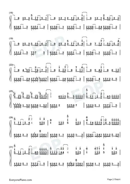 听爸爸的话钢琴独奏版双手简谱预览2