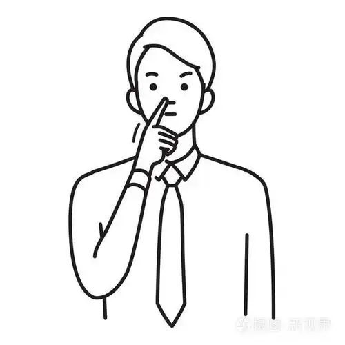 插画 矢量插图商人用手指指着鼻子的尖端, 肢体语言.