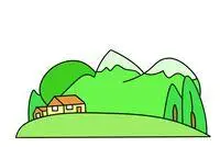 田野上的幸福人家田野简笔画美丽的田野简笔画图片绿色草地卡通简笔画