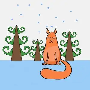 冬睡觉矢量图像.松鼠在冬天森林里睡觉照片