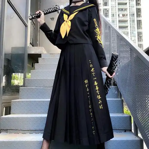 淬蜂原创jk制服套装暗黑性感不良jk长裙学生校服