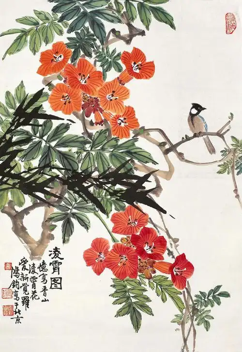 0788 凌霄图 立轴 设色纸本