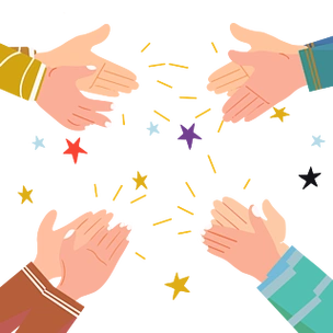 卡通手绘黄色气氛鼓掌插画