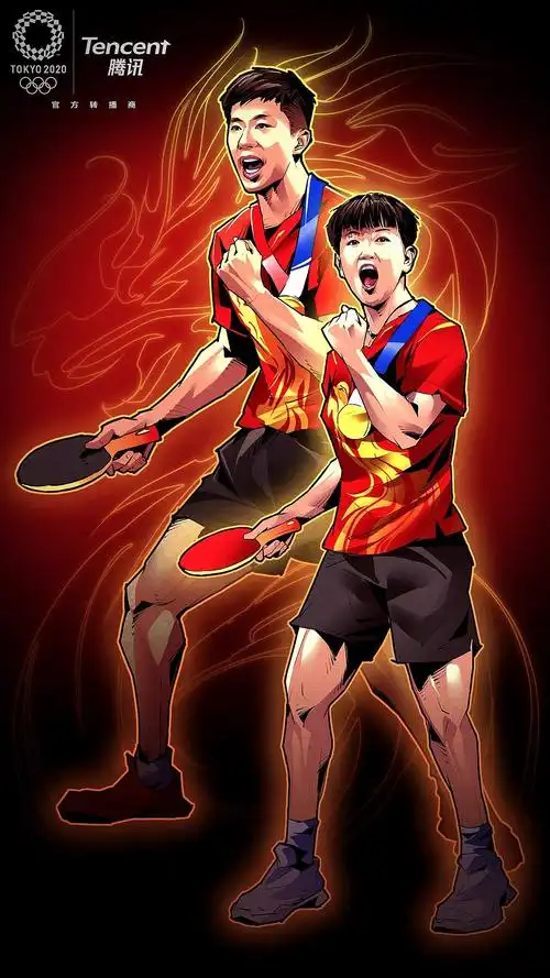 腾讯2021东京奥运会插画海报