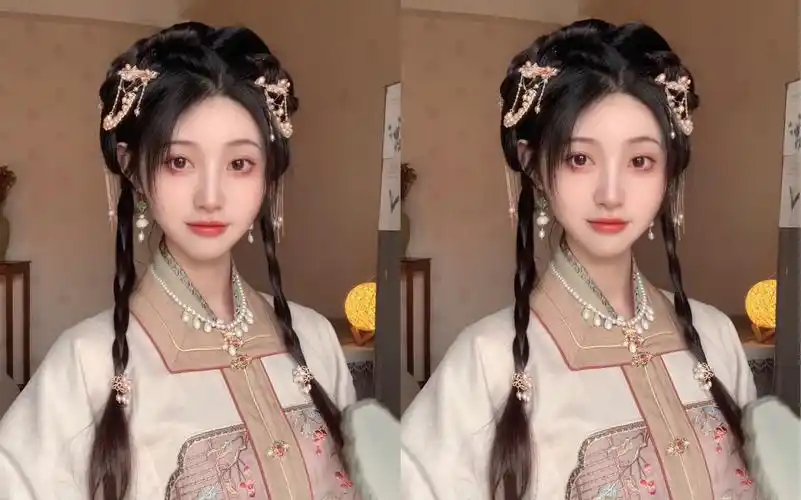 汉服发型教程|简单全真发无发包!温柔日常百搭少女感汉元素编发