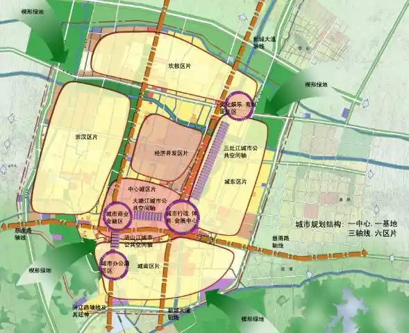 慈溪市城市总体规划(2002--2020)指出,至2020年, 慈溪将形成"一中心"