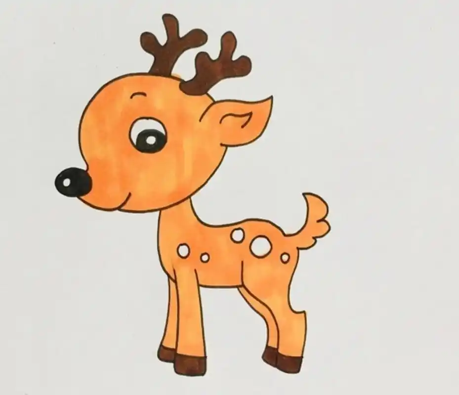 梅花鹿简笔画 头长小树两棵94 树上不能筑窝92 全身花儿朵朵94