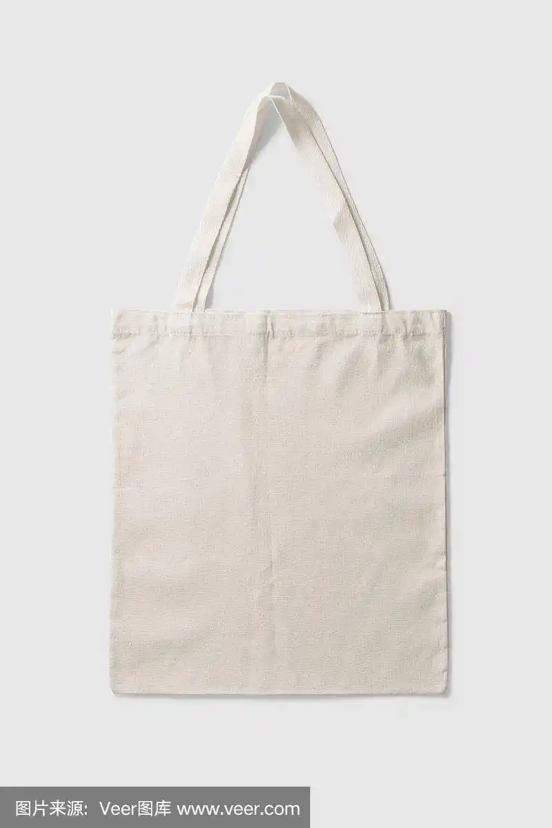 空白手提袋帆布袋模型在浅灰色的背景.