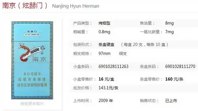 南京牌炫赫门多少钱一包?