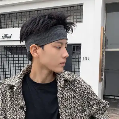 纯色发带男街头吸汗止汗嘻哈百搭针织头带韩国头戴洗脸头套发饰