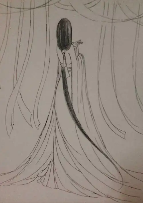 简笔画古风女孩背影