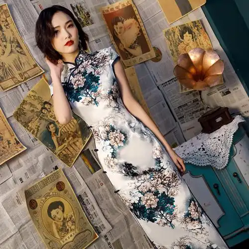 改良版老上海民国旗袍夏季年轻款古法国风复古气质长款连衣裙显瘦