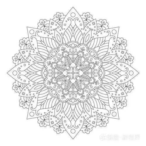 花曼达拉设计种族圆形图案着色书籍的矢量设计装饰曼陀罗背景黑线