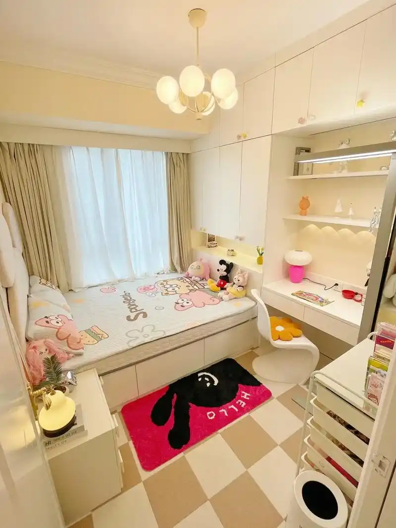 8平儿童房|衣柜 吊柜 书桌 榻榻米.房间小,先别放弃,设计 - 抖音