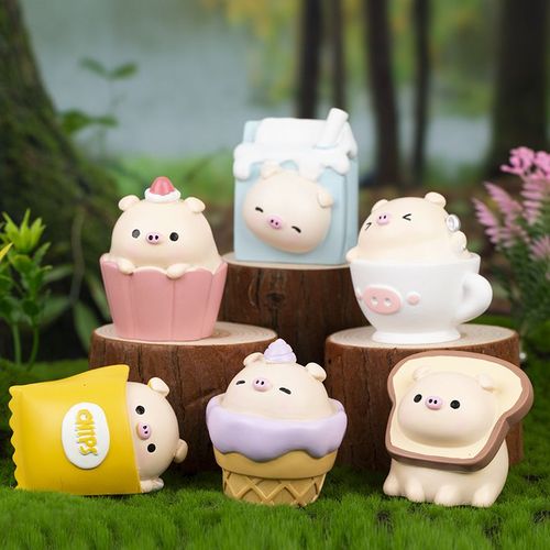 猪事可乐可爱猪汽车车载树脂小摆件学生生日礼物迷你卡通玩偶手办