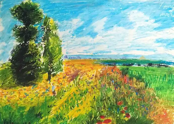 21年名仕素描班4轮作品《油画棒风景1》