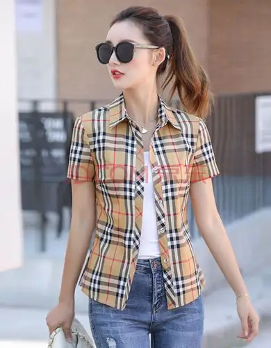 格子衣服女装夏天衬衣2020衬衫短袖女春夏装时尚职业韩版学生学院风