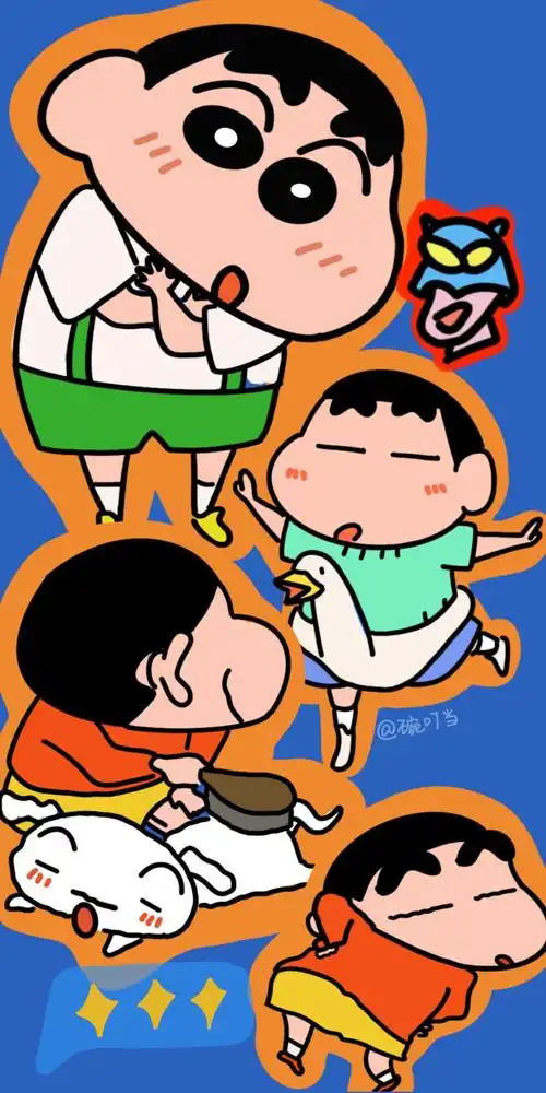 蜡笔小新 cr:@碗叮当手绘插画/漫画少女/可爱卡通/旧漫壁纸/锁屏屏保