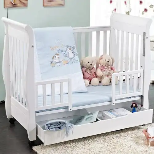 贝豪爱斯博儿 婴儿床实木婴儿床 实木欧式宝宝童床bb床白色