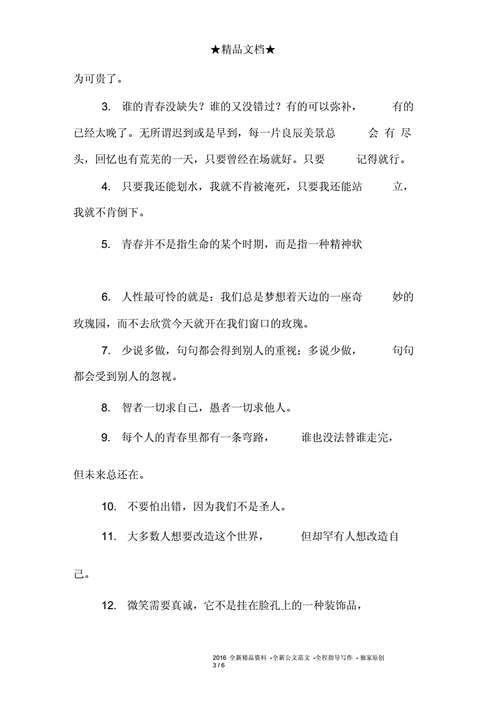 青春正能量励志语录2018docx7页