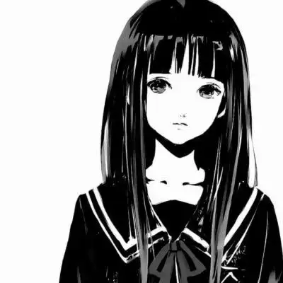 漫风纯黑白系动漫女生头像