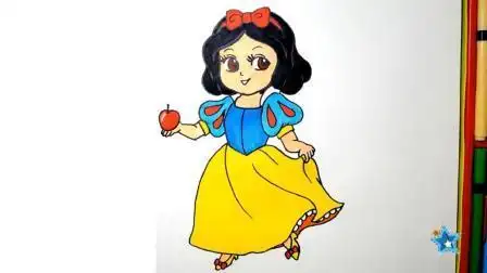 白雪公主与城堡简笔画彩色