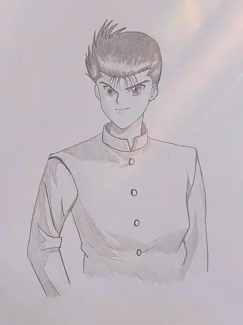 幽游白书 浦饭幽助 #过程图 #铅笔画 #漫画 #幽游白书  - 抖音