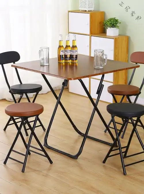 家用折叠式圆桌折叠桌用小户型饭桌简易小圆桌子便携户外餐桌简约正