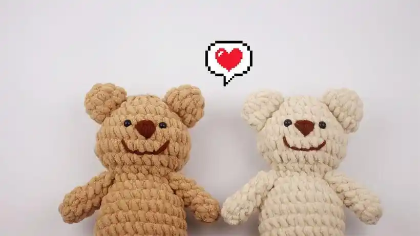 钩针diy网红冰条毛线ins风小熊玩偶手工编织教程 第二部分
