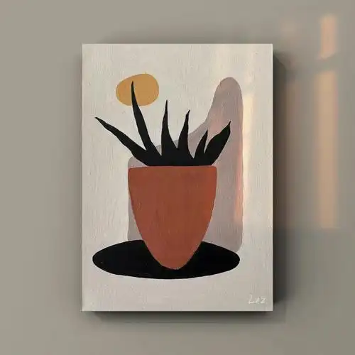 植物抽象艺术装饰画新手入门画临摹丙烯