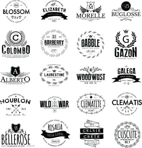 圆形复古文字logo设计矢量素材