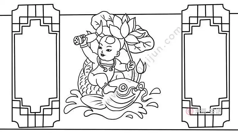 怎么画年画福娃手抄报怎么画手抄报