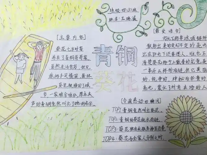 其它 好书推荐——青铜葵花 写美篇绘制小报 认真体会   我还在印象