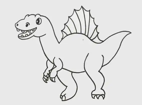 恐龙简笔画,棘龙简笔画画法步骤图片