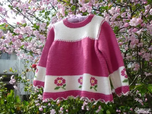 玫瑰花女童毛衫(有详细编织过程)及图解