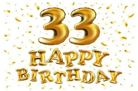 矢量和插图闪亮的金丝带数字 33,三十三,孤立在白色的背景下,3d 仁德