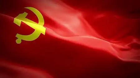 高清红色大气党旗飘动舞台视频背景视频的预览图