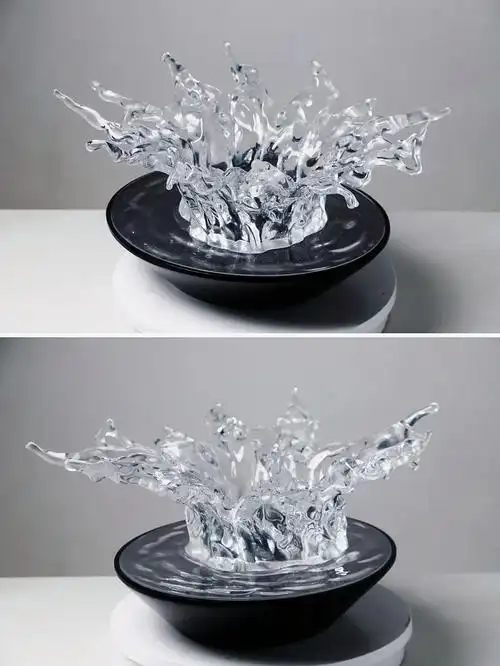 浪花雕塑·进口透明树脂与玻璃钢结合雕塑