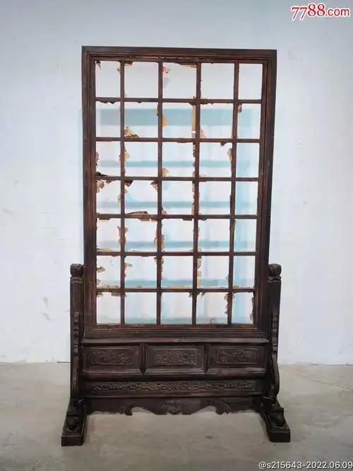 清代榆木屏风全品包老